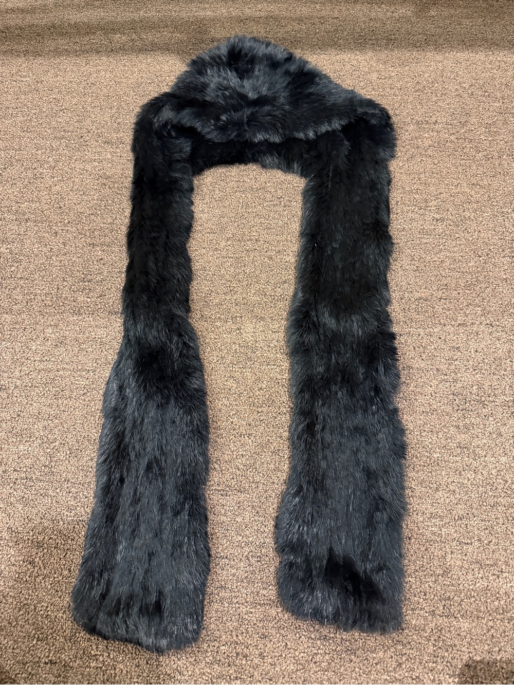 Black Fur Hooded Scarf - Women Accessories
